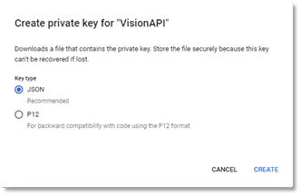 Enable Cloud Vision - Create private key for Vision API
