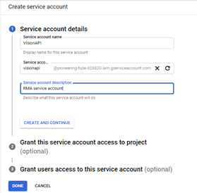 Enable Cloud Vision - Create Service Account