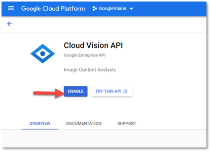 Enable Cloud Vision API