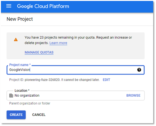 Google Cloud Platform - Project name