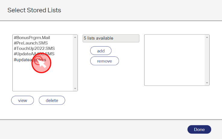 Select stored list